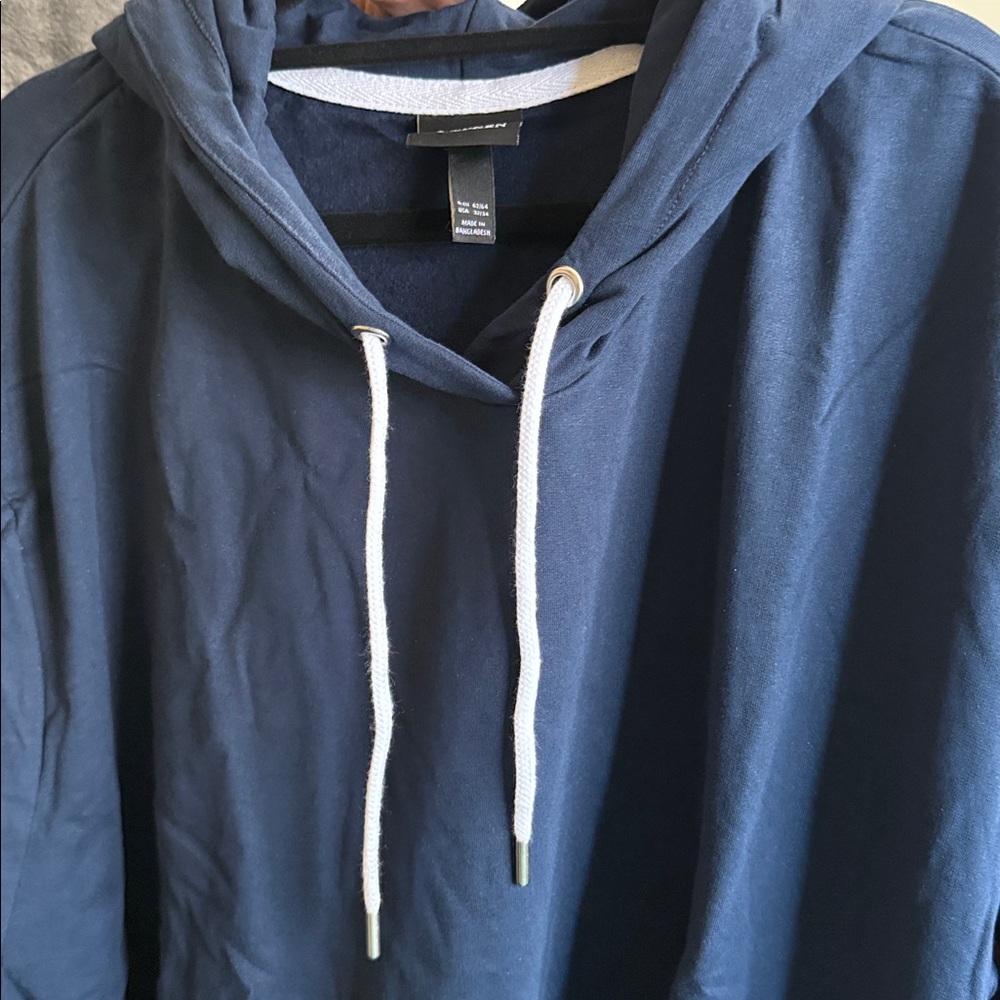 Ulla Popken Navy blue hoodie sweatshirt dress 32/34. 40” long. So cute warm - Picture 9 of 9